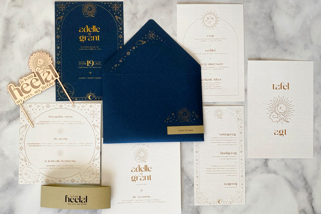 Celestial Elegance: A Navy & Gold Wedding Stationery Suite